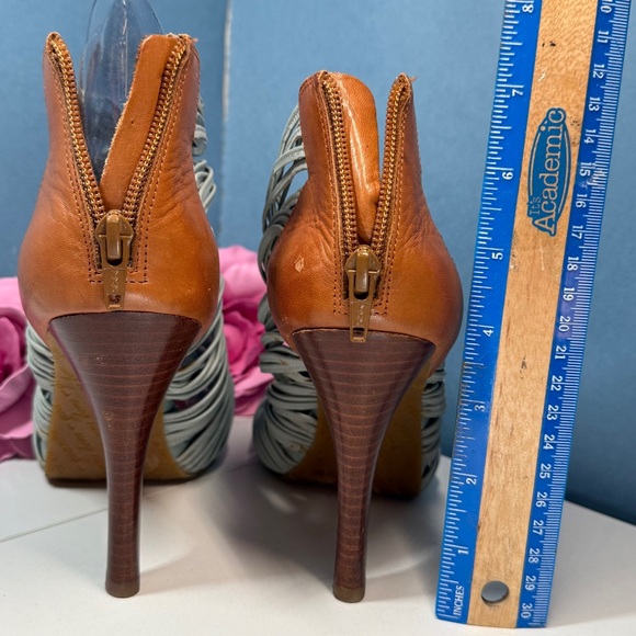 Gianni Bini Women's Strappy Heels Muted Teal and Brown - Picture 5 of 12